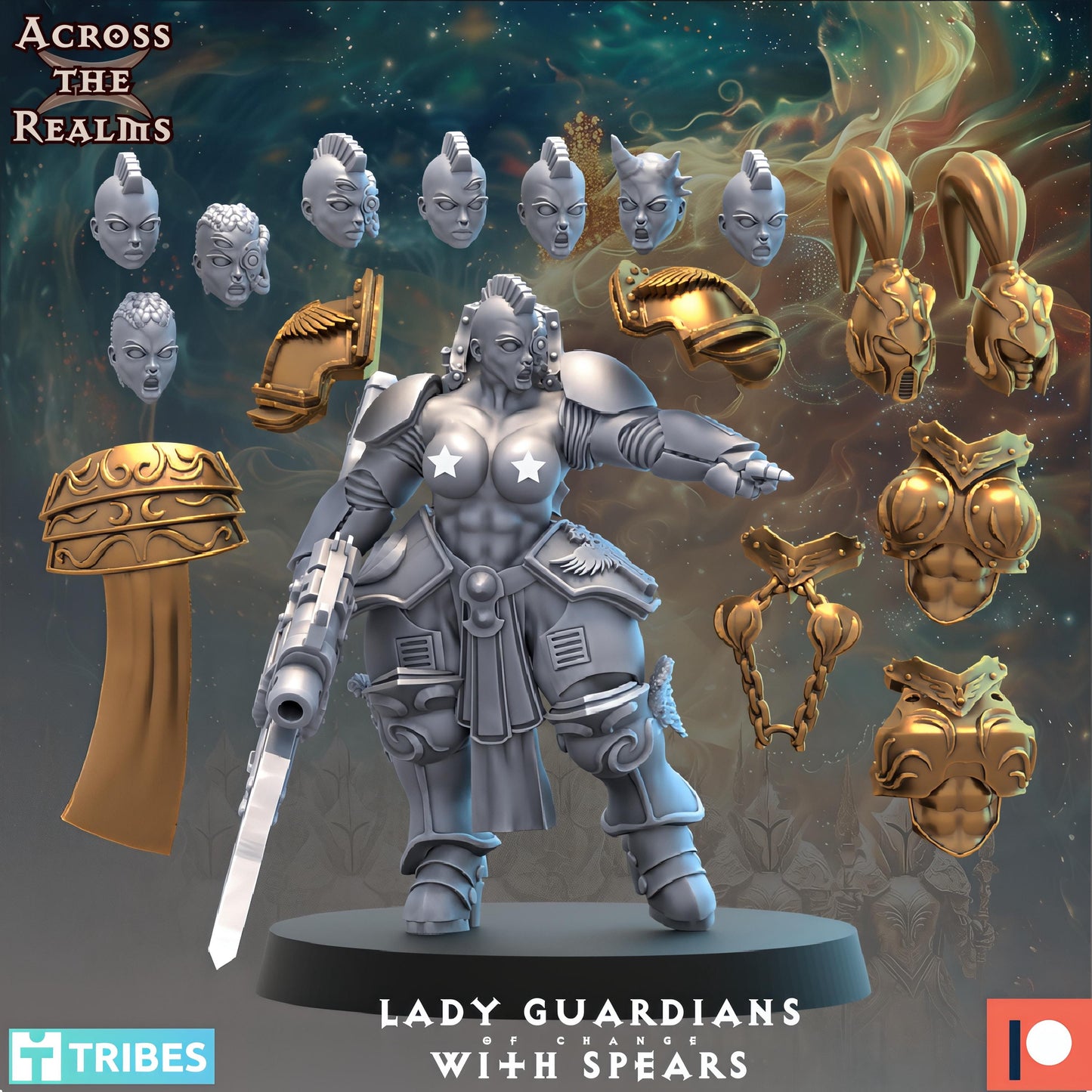 Golden Ladies - Lady Guardian with Spears by Across the Realms