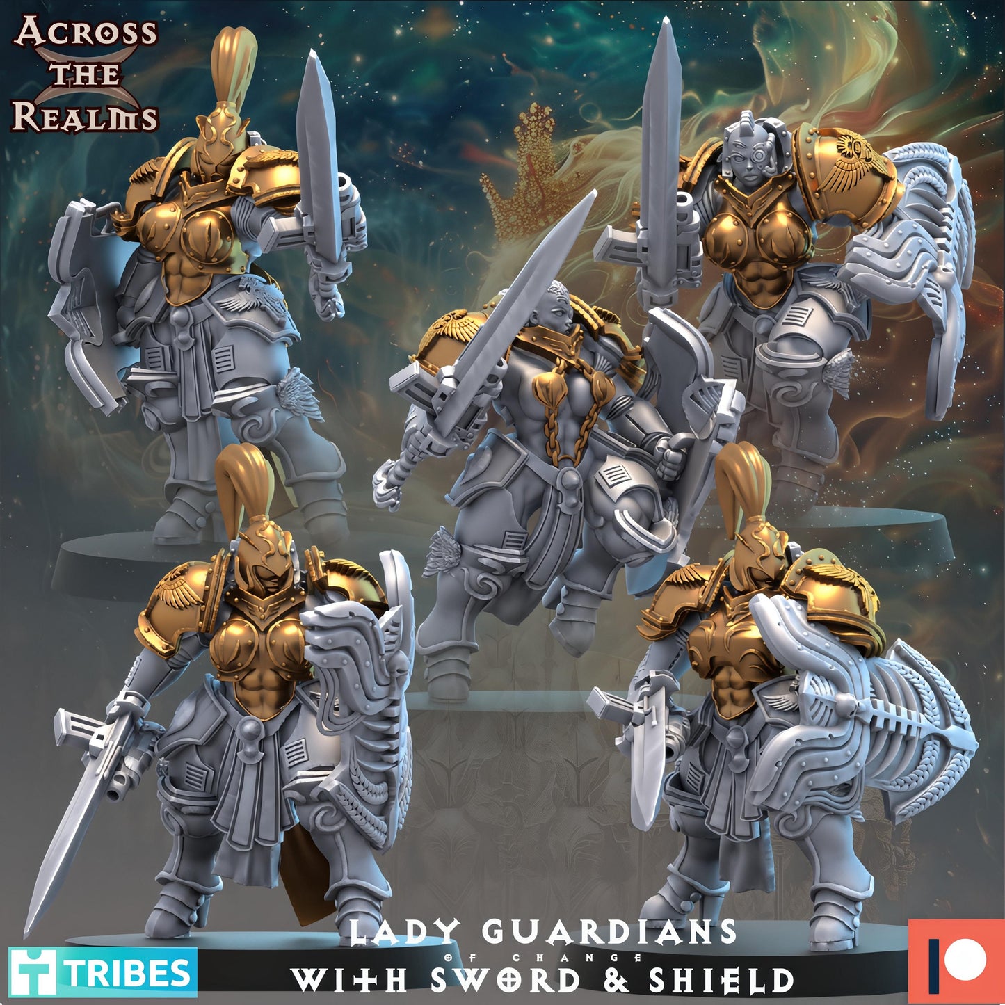 Golden Ladies - Lady Guardian with Sword and Shield by Across the Realms