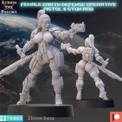 Earth Defense - Female Operative with Stun Rod by Across the Realms
